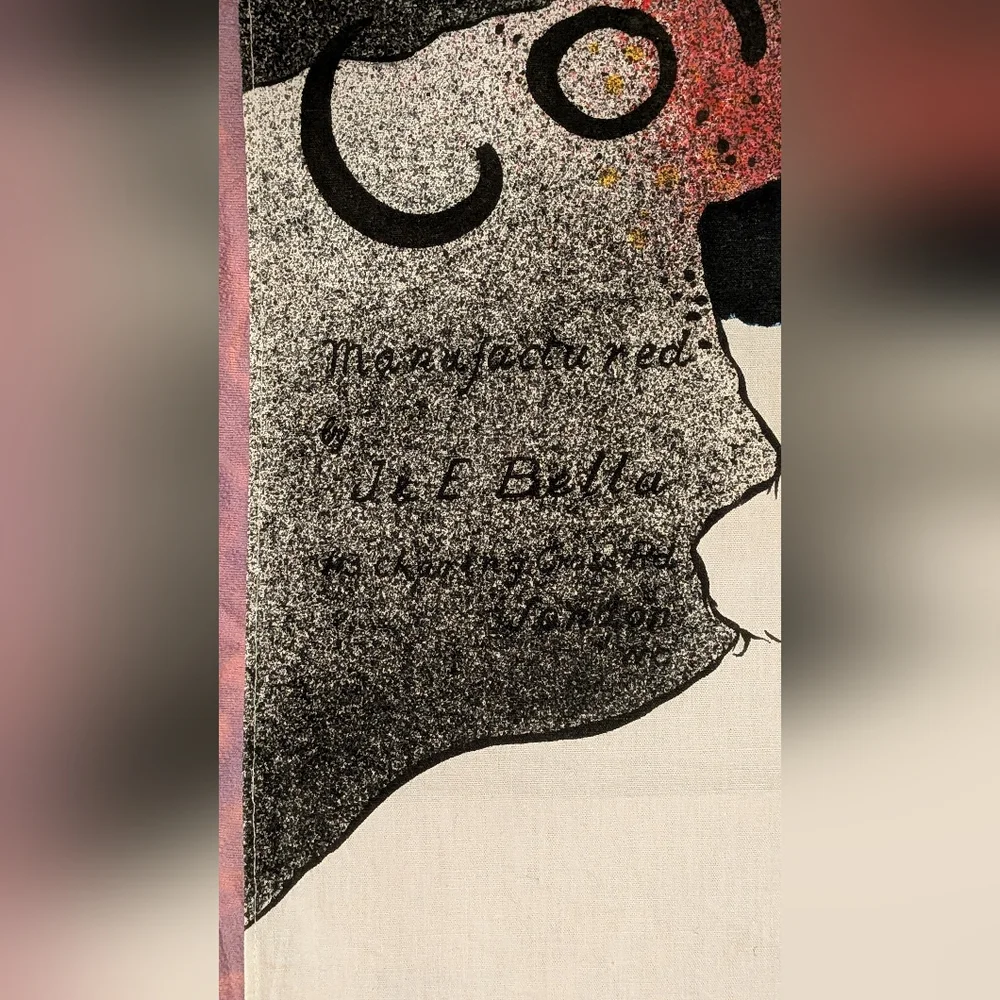 1960s French Toulouse Lautrec Confetti Print cotton towel art France vintage